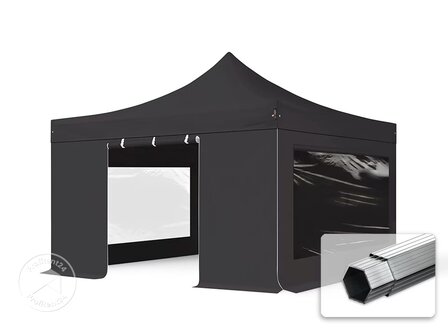 Ludic Partyrentals - Partytent 4x4 Easy up Zwart met of zonder zijwanden huren