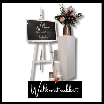 welkomstpakket zwart/wit, black and white, entree bord zwart wit, welkomstpakket ludic