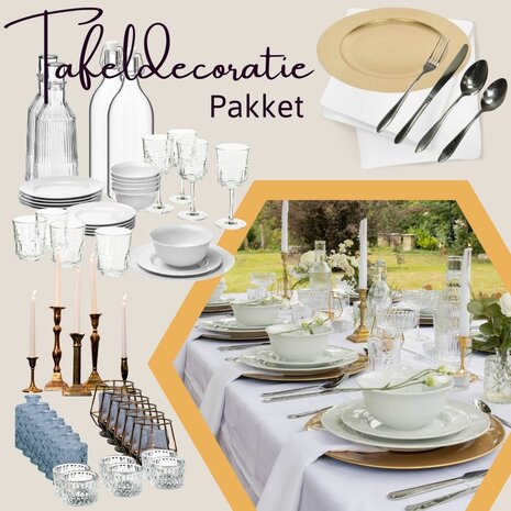 Ludic partyrentals - Tafeldecoratie pakket goud/wit