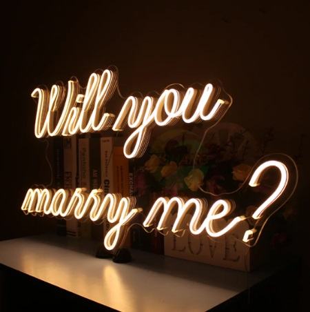 Ludic Partyrentals - Neon sign Will you marry me? Warm Wit