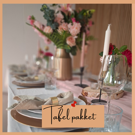 tafeldecoratie pakket romantisch, tafel bruiloft, Ludic tafeldecoratie roze